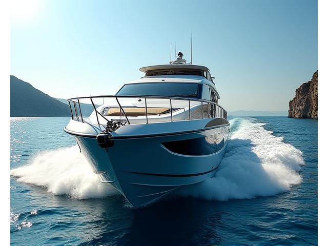 フェレッティ80フィート高級ヨット、地中海を背景に